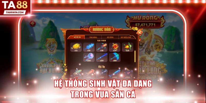 Hệ thống sinh vật đa dạng trong Vua Săn Cá